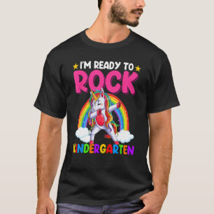 T-shirt Je Suis Prêt À Rock Kindergarten Unicorn Retour À 