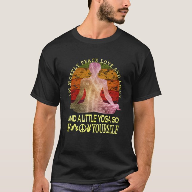 T-shirt Je suis principalement Peace Love And Light & A Li (Devant)