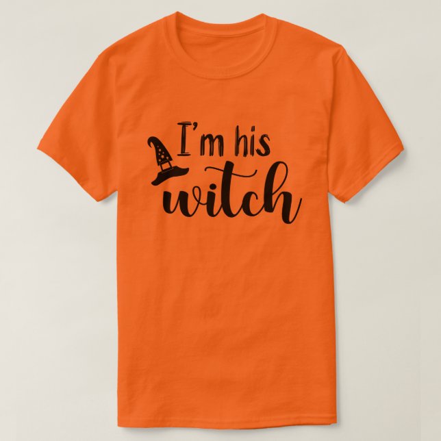 T-shirt Je suis sa sorcière | Couples en texte noir Hallow (Design devant)