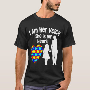 T-shirt Je Suis Sa Voix Elle Est Mon Coeur Autisme Maman 1