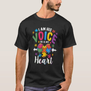 T-shirt Je suis sa voix Il est mon coeur Autisme Maman Aut