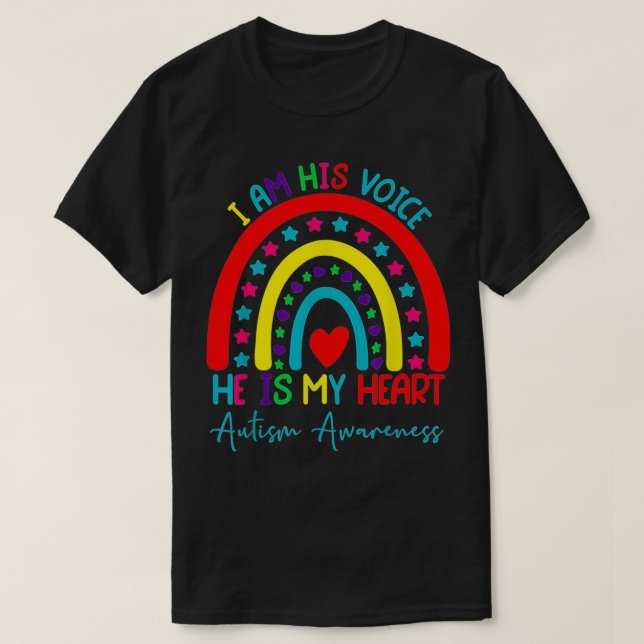 T-shirt Je Suis Sa Voix Il Est Mon Coeur Sensibilisation s (Design devant)
