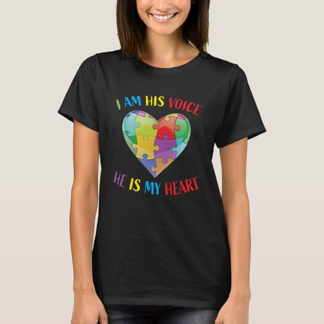 T-shirt Je Suis Sa Voix Il Est Mon Coeur Sensibilisation s (Devant)