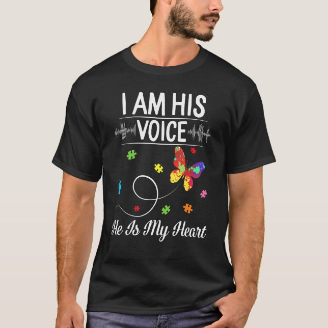 T-shirt Je Suis Sa Voix Il Est Mon Coeur Sensibilisation s (Devant)