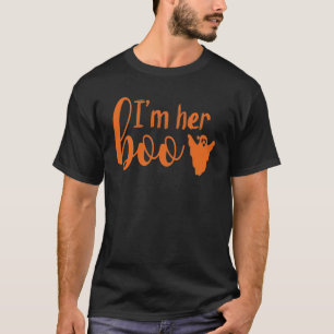 T-shirt Je suis Son Boo Couples de texte orange Hallowee