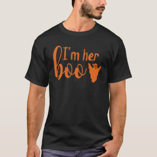 T-shirt Je suis Son Boo | Couples de texte orange Hallowee