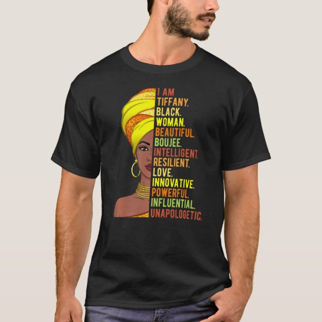 T-shirt Je Suis Tiffany Black Woman Histoire Mois Fierté M (Devant)