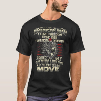T-shirt Je Suis Un Américain Né En Décembre Anniversaire