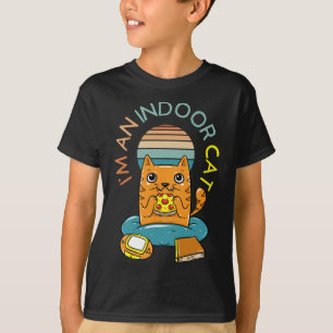 T-shirt Je suis un chat intérieur drôle de lecture Pizza j