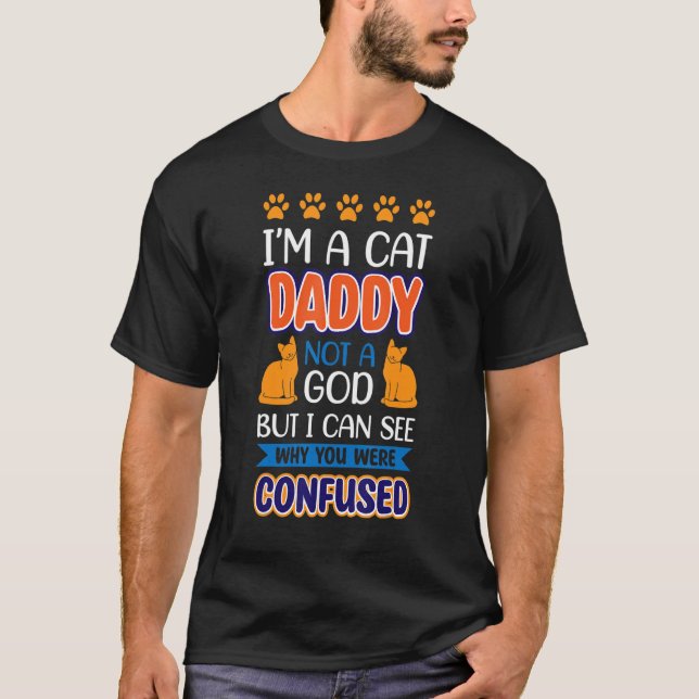 T-shirt Je Suis Un Chat Papa Pas Un Dieu Chat (Devant)