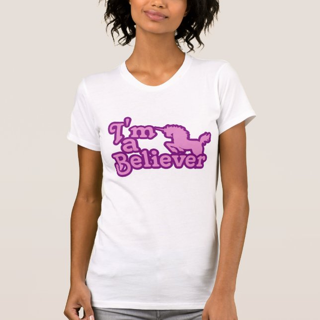 T-shirt Je suis un croyant en licornes (Devant)