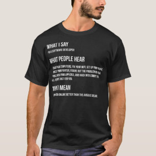T-shirt Je suis un développeur de logiciels chemise Ce que