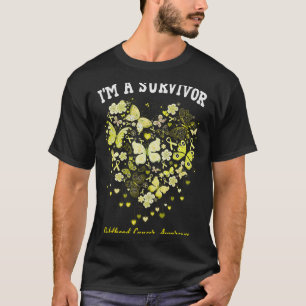 T-shirt Je suis Un enfant Cancer Survivant Butterfly Gold