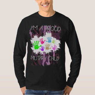 T-shirt Je suis un fier enfant militaire pourpre jusqu'aux