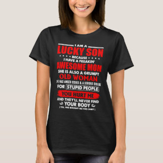 T-shirt Je suis un fils chanceux qui a une maman fainéante