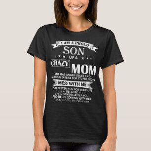 T-shirt Je Suis Un Fils Fier De Crazy Mom Drôle Cadeau