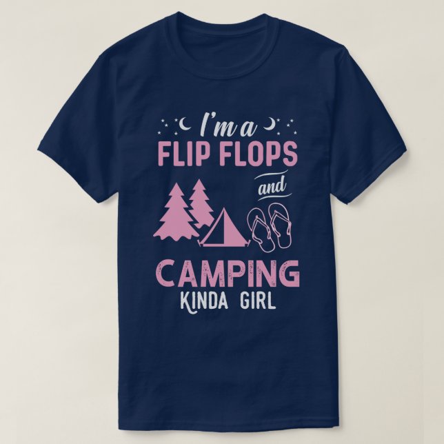 T-shirt Je Suis Un Flip Flops Et Camping Kinda Girl (Design devant)