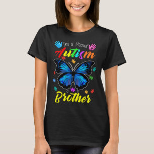 T-shirt Je suis un frère fier d'autisme papillon puzzle au