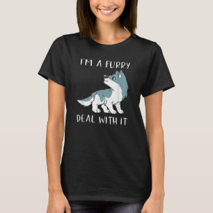 T-shirt Je suis un furry, fais avec, c'est mignon fandom f
