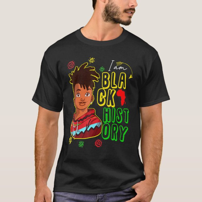 T-shirt Je Suis Un Garçon Africain Fort Mois D'Histoire No (Devant)