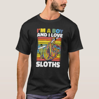 T-shirt Je suis un garçon et i Love Sloths Premium