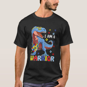 T-shirt Je Suis Un Guerrier Autisme Famille Trex Dinosaure