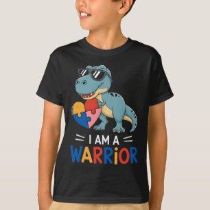T-shirt Je suis un guerrier Autisme Garçons Famille Dinosa