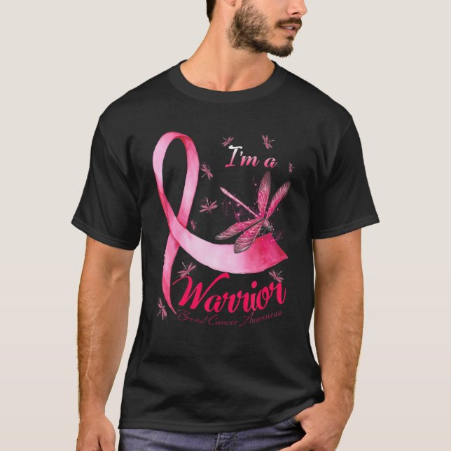 T-shirt Je suis un guerrier Dragonfly Cancer du sein Sensi (Devant)