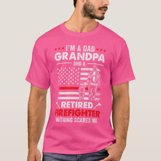 T-shirt Je suis un papa grand-père et un pompier à la retr