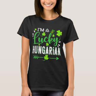 T-shirt Je suis un Shamrock hongrois chanceux Top Hat St P