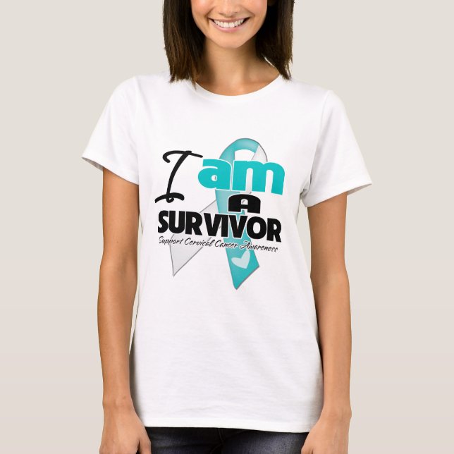 T-shirt Je suis un survivant - cancer du col de l'utérus (Devant)
