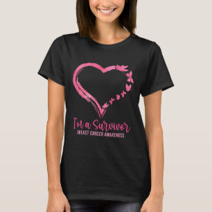 T-shirt Je Suis Un Survivant Chemise Rose Papillon Coeur C