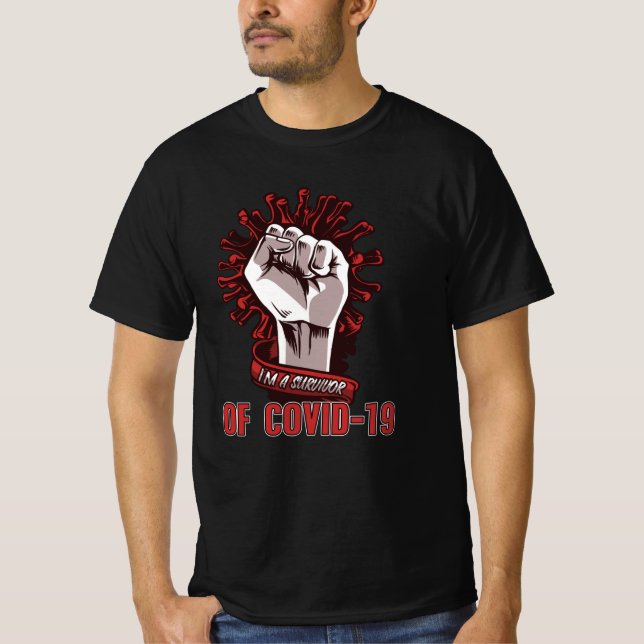 T-shirt Je Suis Un Survivant De Corona (Devant)