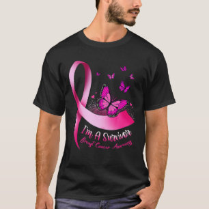 T-shirt Je suis Un Survivant Papillon rose Ruban Cancer du