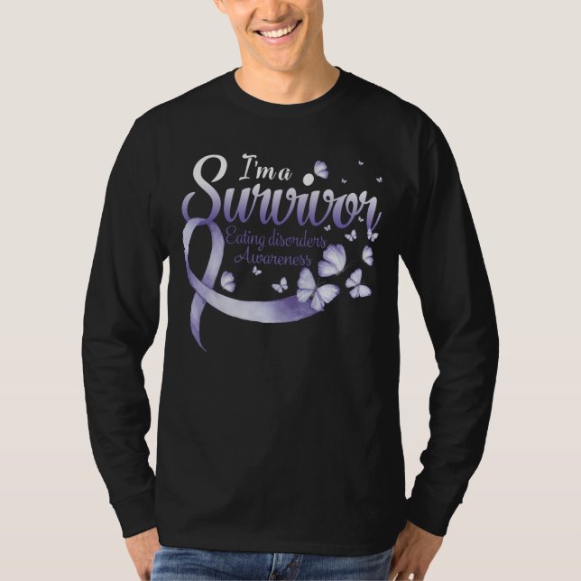 T-shirt Je suis un survivant Ruban papillon de sensibilisa (Devant)