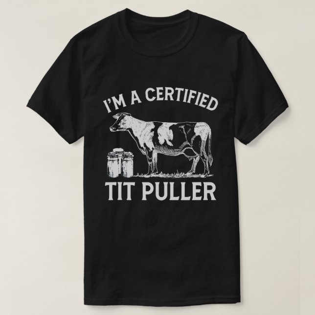 T-shirt Je Suis Un Tit Puller Fermier Vache Lover Retro V (Design devant)