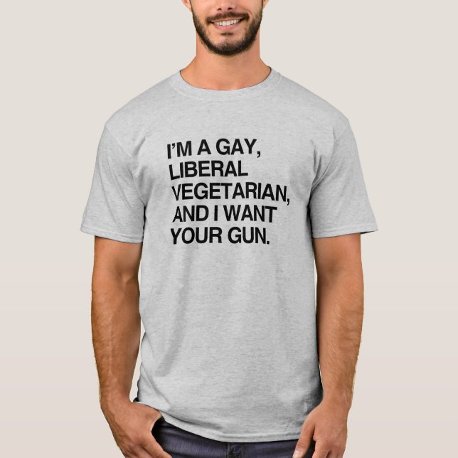 T-shirt Je suis un végétarien gai et libéral (Devant)