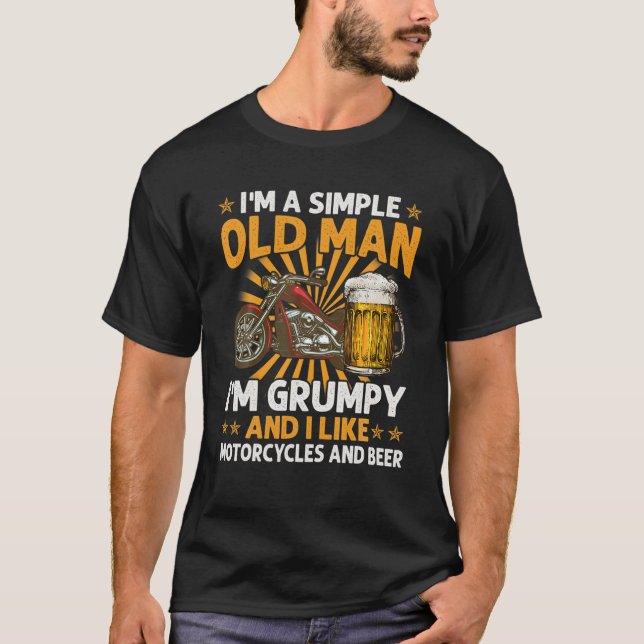 T-shirt Je suis un vieil homme simple Je suis grincheux J' (Devant)