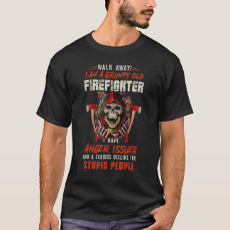 T-shirt Je Suis Un Vieux Pompier Grumeux, J'Ai De La Chang