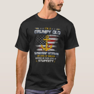 T-shirt Je suis un vieux sous-marin grincheux drapeau de s