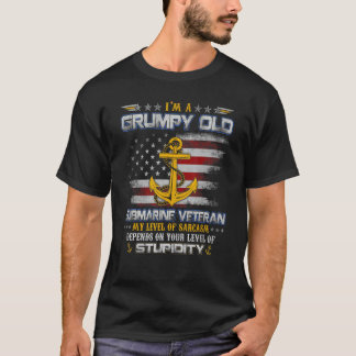 T-shirt Je suis un vieux sous-marin grincheux drapeau de s