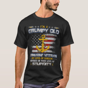 T-shirt Je suis un vieux sous-marin grincheux drapeau de s