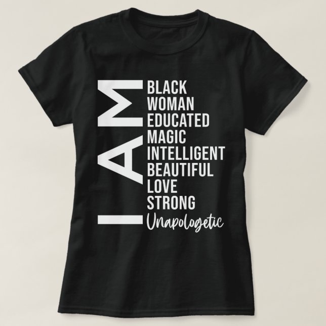 T-shirt Je suis une femme noire sans excuses (Design devant)
