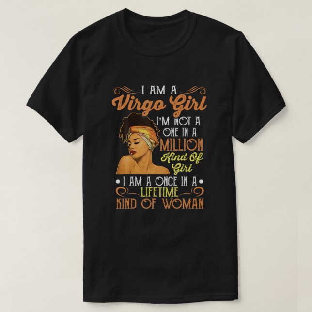T-shirt Je suis une femme noire Virgo (Design devant)