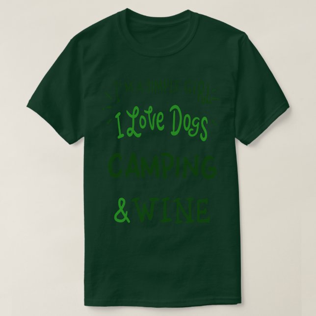T-shirt Je suis une femme simple j'aime les chiens camping (Design devant)