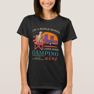 T-shirt Je Suis Une Femme Simple J'Aime Les Chiens Camping