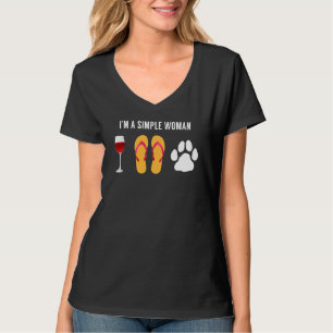 T-shirt Je Suis Une Femme Simple Wine Beach Sandals Chien
