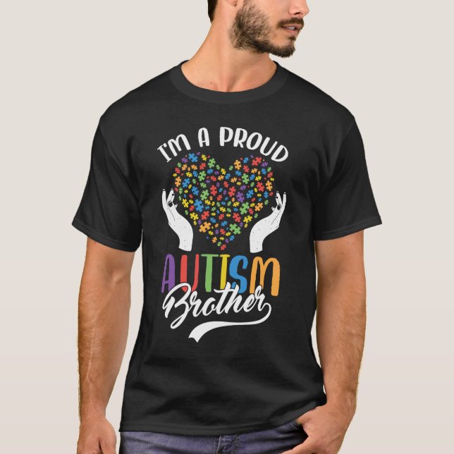 T-shirt Je suis une fière autisme Frère Autisme Puzzle Coe (Devant)
