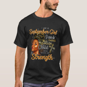 T-shirt Je Suis Une Fille De Septembre Noir Je Peux Faire