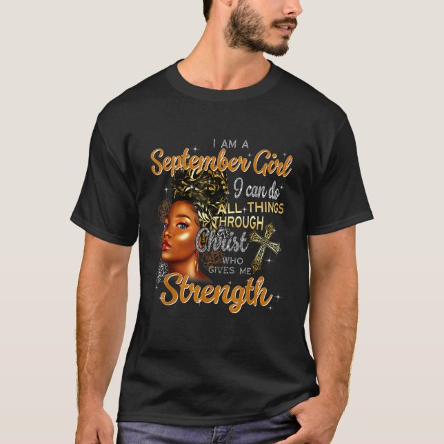 T-shirt Je Suis Une Fille De Septembre Noir Je Peux Faire  (Devant)